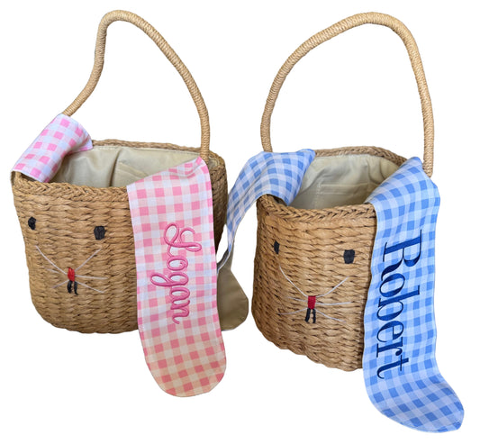 Personalized Embroidered Rabbit Easter Baskets