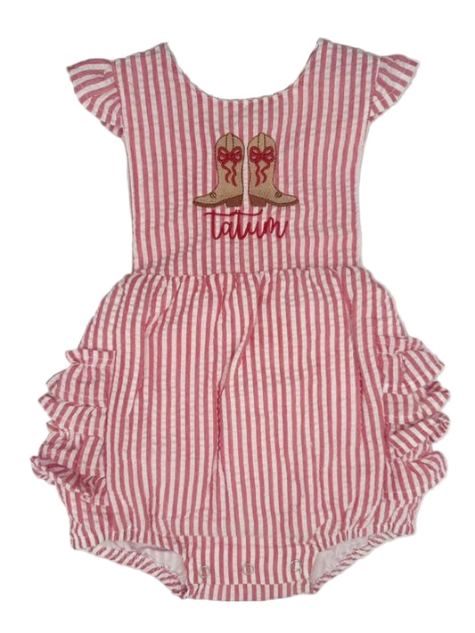 Personalized Cowgirl Cutie Seersucker Bubble