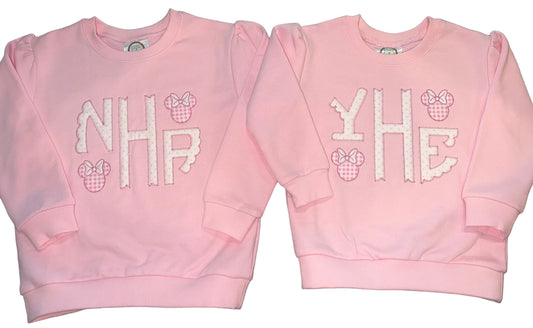 Personalized Pink Gingham Mouse Sweatshirt