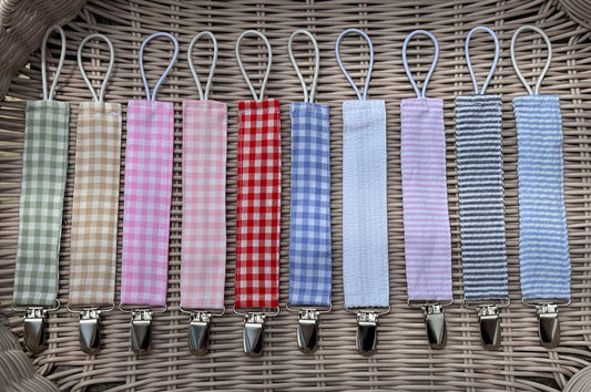Gingham & Seersucker Paci Clips