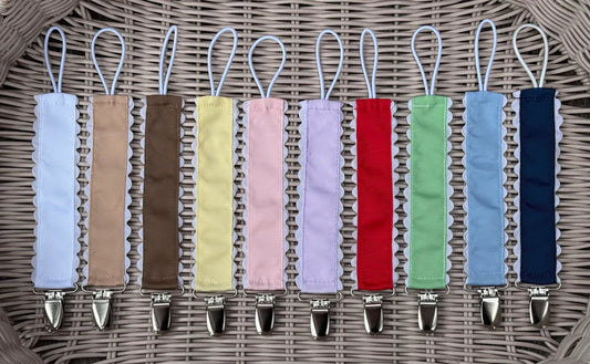 Solid Grosgrain Paci Clips with Ric Rac Edge