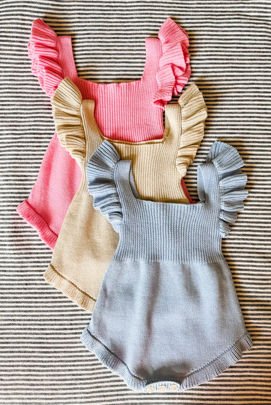 Knit Ruffle Edge Sleeveless Romper