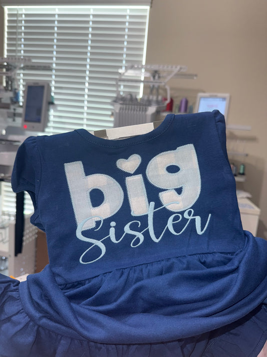 Big Sister Pink Gingham Applique Shirt