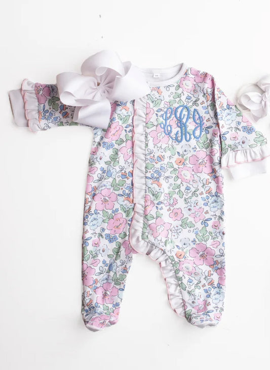 Floral Ruffle Footie
