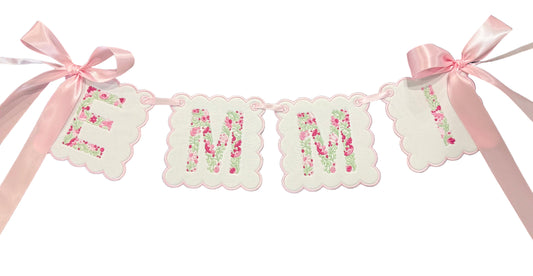Girls Personalized Floral Letter Banner