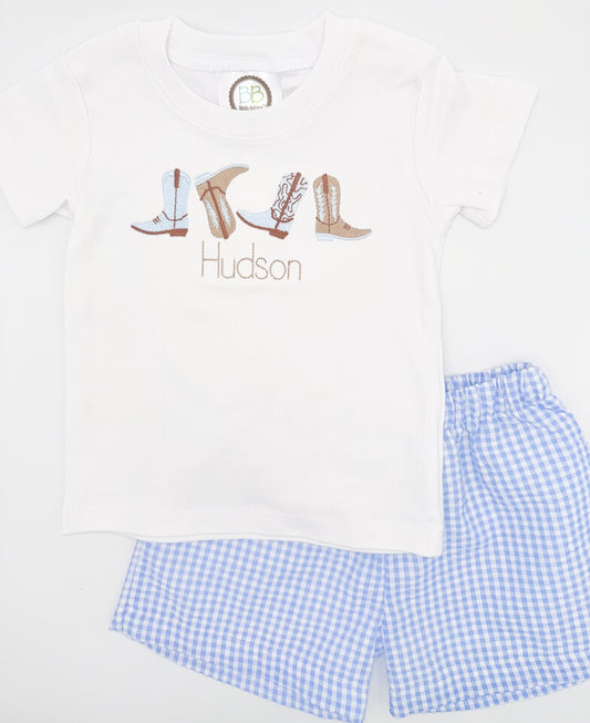 Personalized Boys Cowboy Boots Line Up T-Shirt