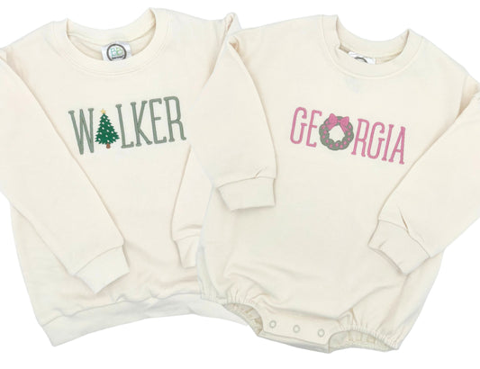 Personalized Christmas Name Sweatshirts & Rompers