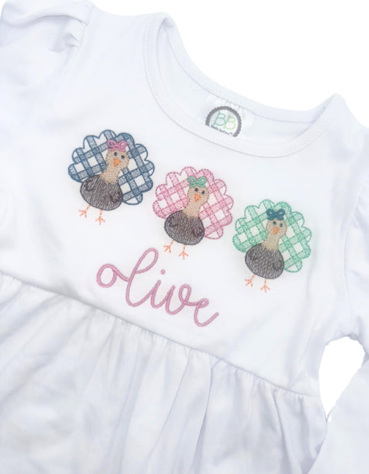 Girls’ Personalized Gingham Turkey Dress