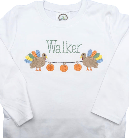 Personalized Turkey & Pumpkin Garland Shirt
