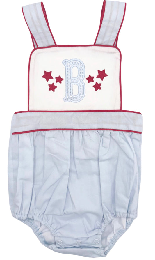 Red, White, Blue Sunsuit | Embroidered | Baby Boy | Monogrammed | Personalized