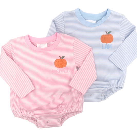 Striped Pumpkin Bubble Rompers