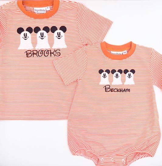 Personalized Boys Mouse Halloween Ghost Tee or Bubble Romper