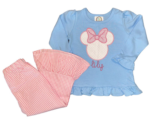 Personalized Pink & Blue Ruffle Mouse Set