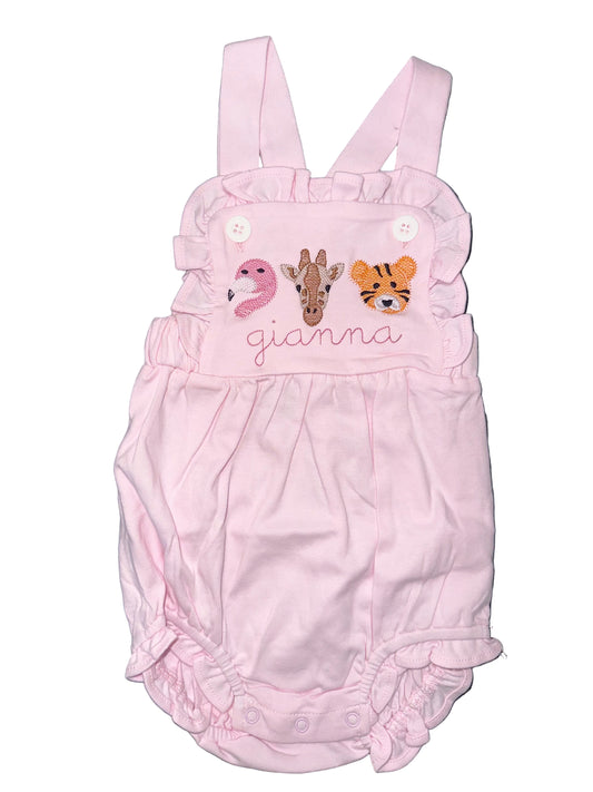 Girls Personalized Animal Friends Bubble Romper