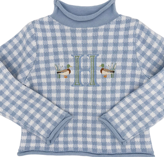 Personalized Monogrammed Checkered Boys Turtleneck Sweater