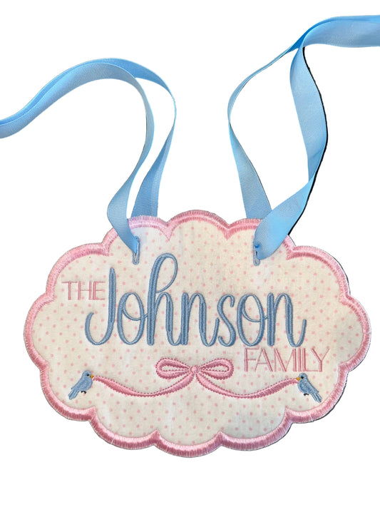 Personalized Blue Princess Stroller Tag | White | Pink | Blue