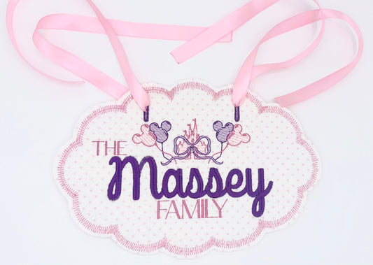 Personalized Mouse Head Balloons Stroller Tag | White | Pink | Purple