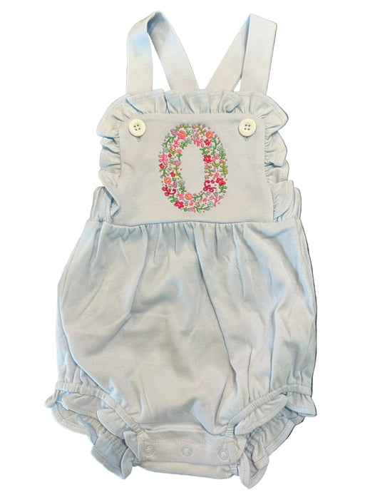 Floral Monogram Ruffle Strap Bubble