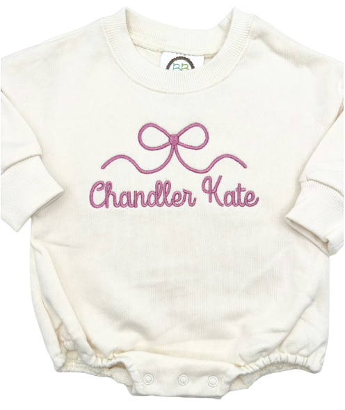 Embroidered Bow with Name Sweatshirt Bubble