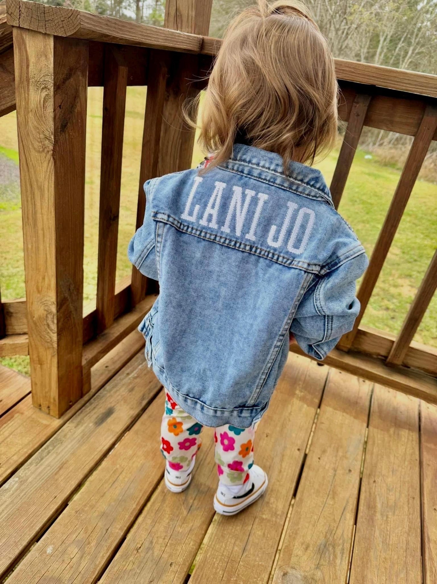 Personalized Girls Blue Jean Jacket, Baby Toddler | Winter Clothes, Customize, Embroidery, Rainbow, Pink, Purple, White,  Embroidered Name