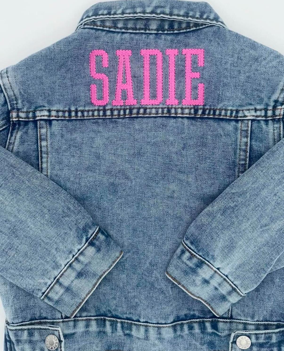 Personalized Girls Blue Jean Jacket, Baby Toddler | Winter Clothes, Customize, Embroidery, Rainbow, Pink, Purple, White,  Embroidered Name