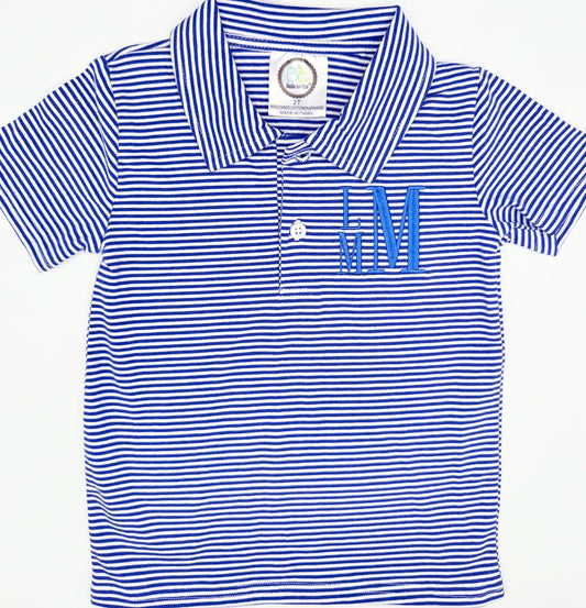Custom Monogrammed Stripe Polo, Baby Boy Toddler | Monogram Options, Royal Blue, Light Blue, Gray, Solid Polo Options, Closet Staple, Strips