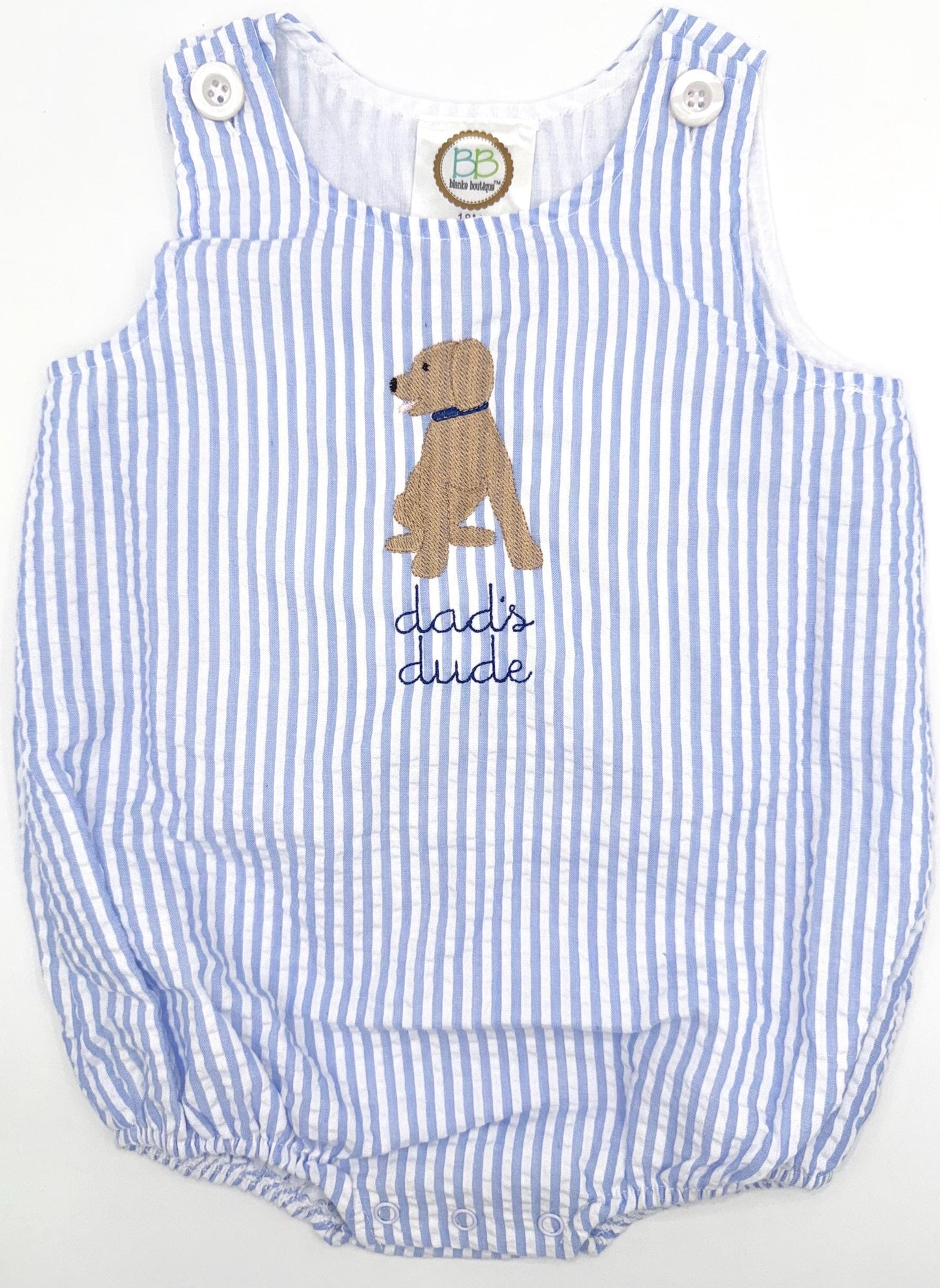 Customizable Unisex Blue Gingham Bubble, Baby Boy Girl Toddler | Dad’s Dude, Daddy’s Girl, Monogram, Personalize, Name Embroidery