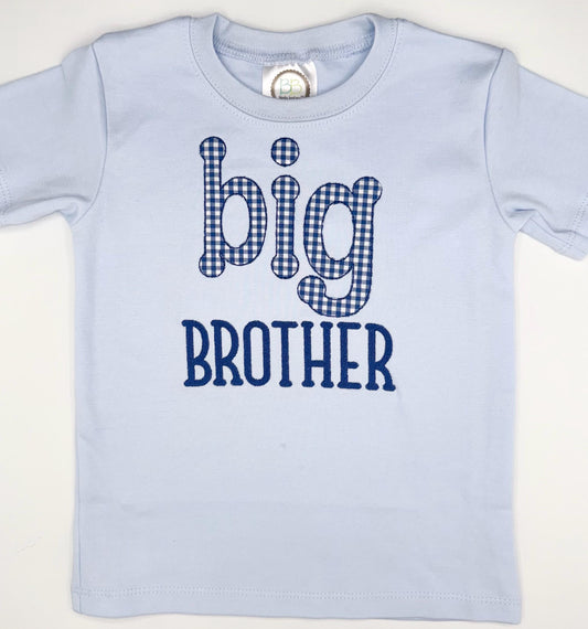 Big Brother Applique T-shirt | Baby Toddler Boy, Promoted to Big Brother, Embroidery, Customize, Blue, Announcement