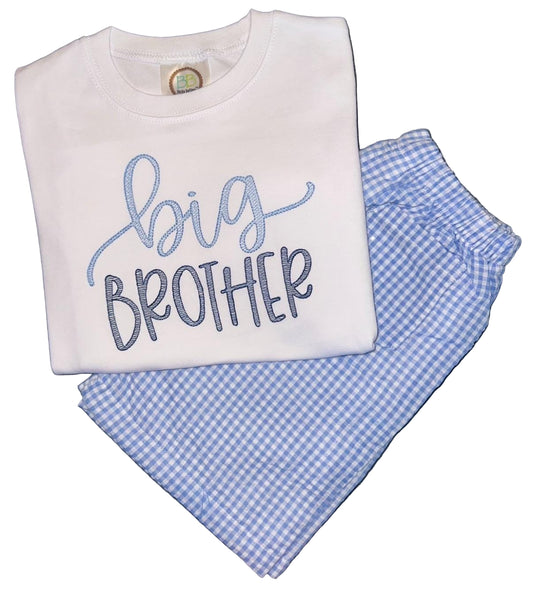 Big Brother T-shirt | Baby Toddler Boy, Promoted to Big Brother, Embroidery, Customize, Blue, Announcement