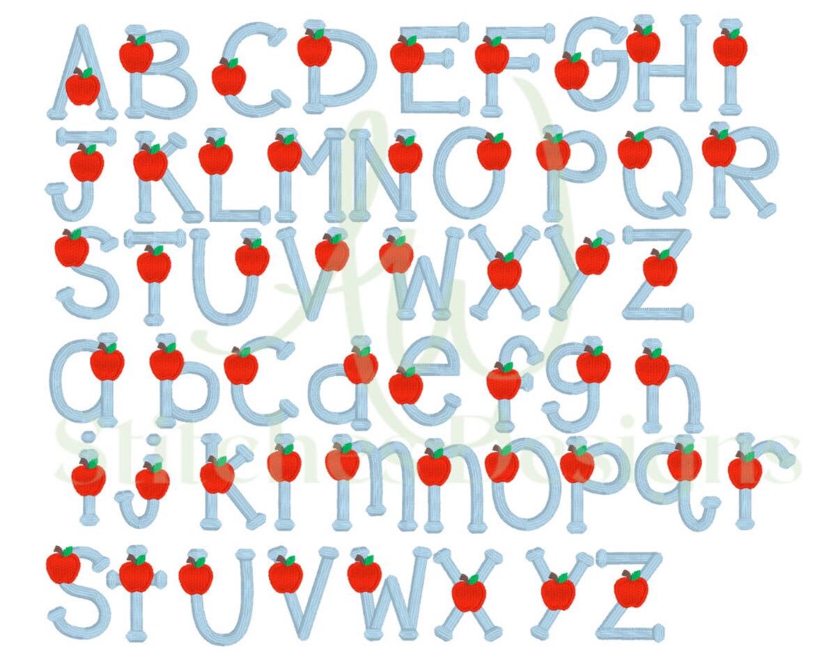 Back to School, Apple Font, Blue Stripe Dress with Peter Pan Collar,  Bubble Option, Color Options, Baby Toddler Girl, Embroidery, Customize