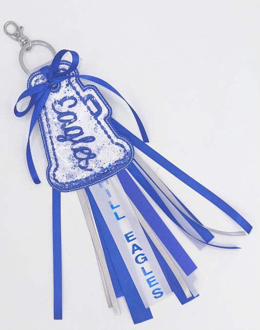 Homecoming Bag Tag Keychain | Glitter Spirit Ribbon Charm, school spirit, cheerleader, megaphone, keychain