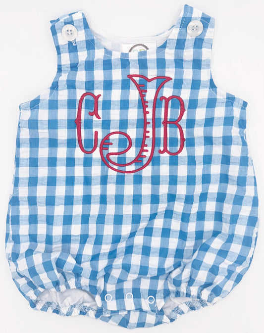Customizable Unisex Blue Gingham Bubble, Baby Boy Girl Toddler | Dad’s Dude, Daddy’s Girl, Monogram, Personalize, Name Embroidery