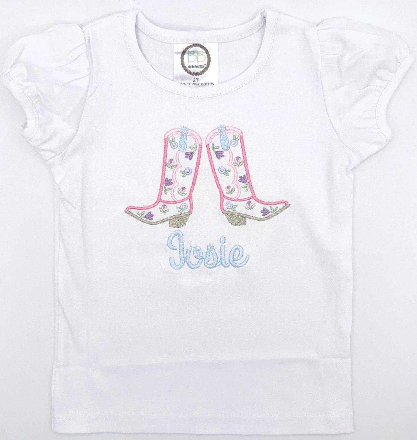 Personalized Cowgirl Boots Shirt | Custom Kids Western Tee, Personalized, Embroidery, Cowgirl Boots